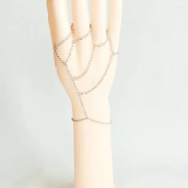 Charme pulseiras punk boho pulso corrente em camadas borla arnês pulseira escravo com dedo mão de aço inoxidável para mulheres