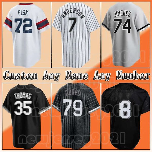 Benutzerdefinierte Männer Frauen Jugend Weiß''Sox''7 Tim Anderson 74 Eloy Jimenez Baseball 73 Yermin Mercedes Jersey 8 Bo Jackson 10 Yoan Moncada 79 Jose Abreu 88 Luis Robert Leury Garcia