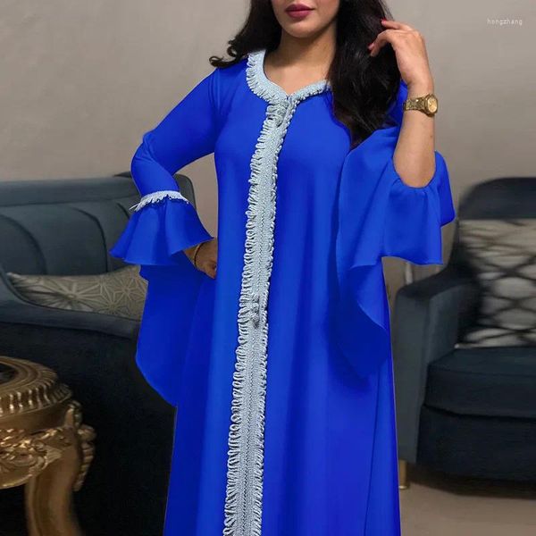 Roupas étnicas Dubai Kaftan Abaya Ruffle Vestido Longo Elegante Festa Noite Mulheres Muçulmanas Maxi Robe Vestido Oriente Médio Malásia Turco Ramadã