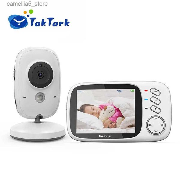 Baby Monitor Camera TakTark Baby monitor video wireless da 3,2 pollici con ninna nanna visione notturna automatica citofono bidirezionale monitoraggio della temperatura tata Q240308