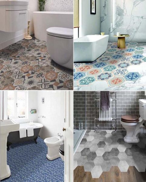 28 design adesivo de piso de azulejo de mosaico autoadesivo à prova d'água adesivo de parede de pvc cozinha hexágono adesivos de cerâmica decoração de casa 10p3777870