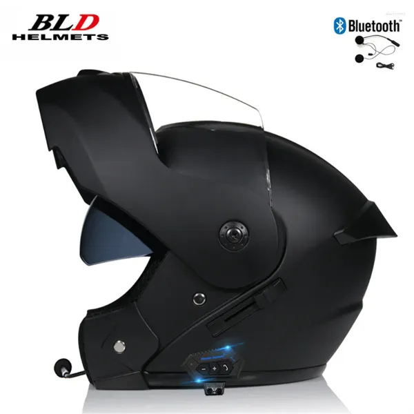 Motorradhelme Modularer hochklappbarer Rennhelm Doppellinse Mann Frau Casco Moto Safety Dot ECE-geprüft Bequemes Futter Bluetooth