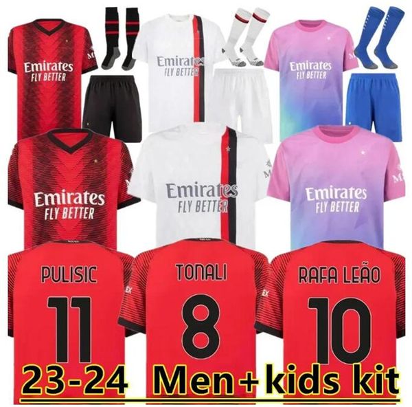 23 24 25 AC KOCHE camisas de futebol MILANS GIROUD DE KETELAERE RAFA LEAO camisa de futebol masculino kit infantil uniformes PULISIC LOFTUS-CHEEK THEO Camisas de futebol Jogador Uniformi