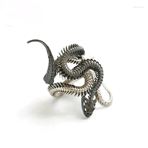 Küme halkaları 1 set retro abartılı yılan yüzüğü erkek moda steampunk yılan şeklindeki açıklık kadınlar için ayarlanabilir mücevher anillo hombre