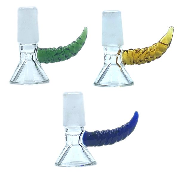 Fumatori colorati Pyrex vetro spesso corna di bue manico 14MM 18MM interfaccia maschio comune Bong pipa ad acqua ciotola ciotola secca erba tabacco olio rig contenitore