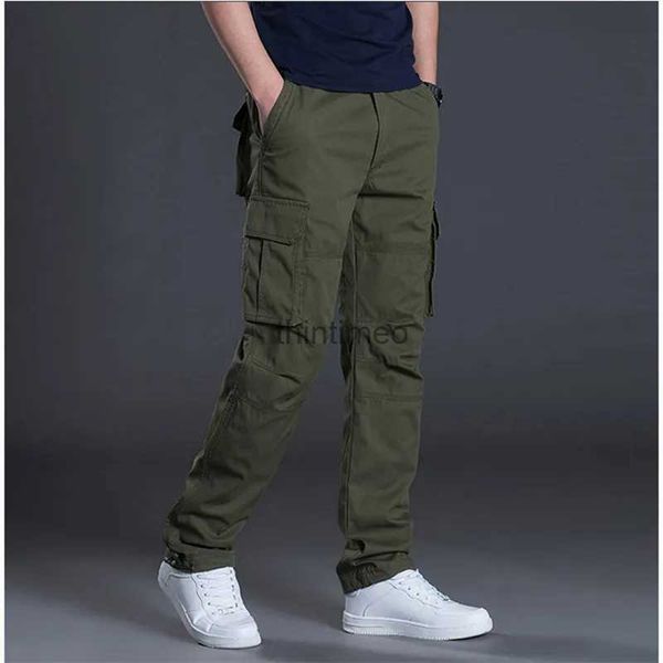 Calças masculinas designer primavera outono calças de carga baggy calças regulares combate tático calças multi bolsos 240308