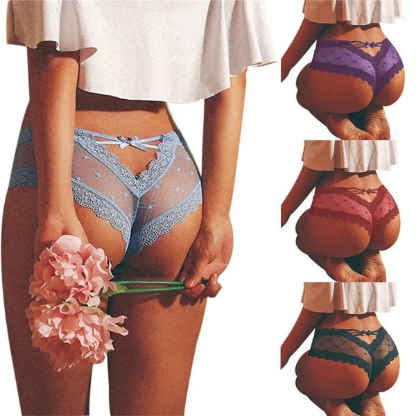 Calcinha feminina mulheres sexy gaiola de volta malha perspectiva onda forma arco cintura alta roupa interior feminina senhoras briefs cor sólida