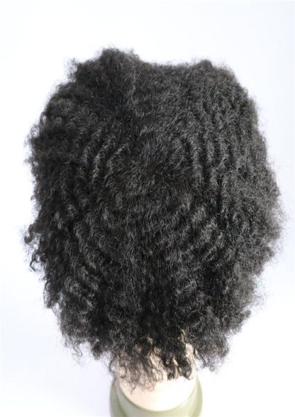 Peruca afro encaracolada masculina, 8mm, renda completa, cabelo humano, sistema de substituição, cabelo remy, encaracolado profundo, unidade de tecelagem la5302317