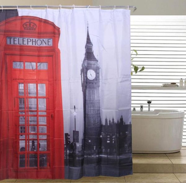 Tende da doccia Big Ben di Londra Famoso modello di punto di riferimento della città Tenda da doccia di Parigi Tende da bagno in tessuto poliestere moda 180 cm8003796