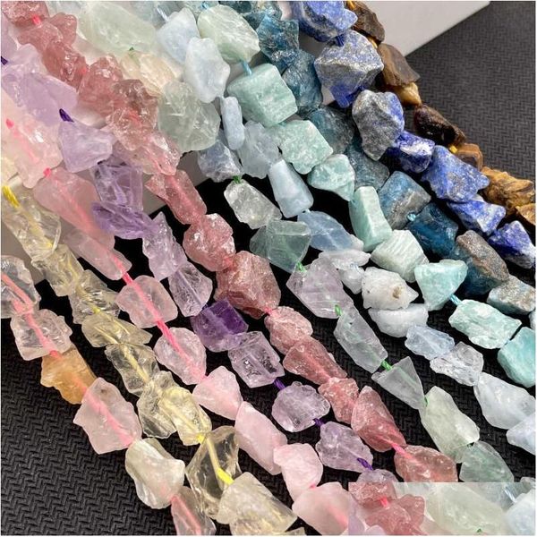 Outras Formas Naturais Pedra Áspera Fluorit Ametistas Amazonita Lapis Lazi Smoky Crystal Net Mineral Beads DIY Pulseira Drop Delivery Jewe Dhcke