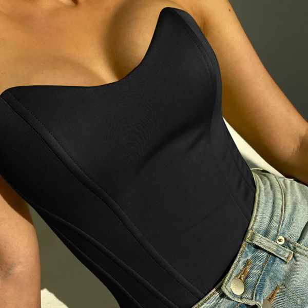 CAMIS GOTICO CHURSET senza spalline Donne da donna Crook Top Top Sexy Waist Calchile Bustier Streetwear BodyCon Codice Codice Summer Shape Body Lingerie