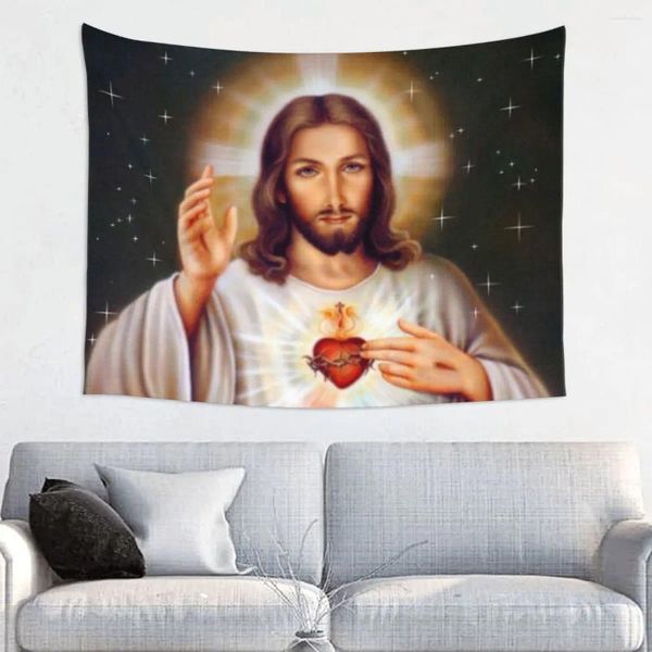 Arazzi Sacro Cuore di Gesù Arazzo hippie per la decorazione della camera da letto Decorazione religiosa cristiana della Divina Misericordia