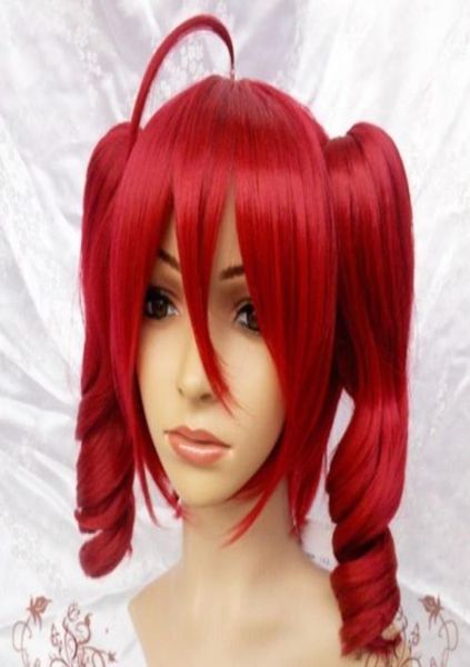 100 yepyeni yüksek kaliteli moda resmi tam dantel peruk vokaloid teto kase kırmızı cosplay peruk 2 klip ponytail6066309