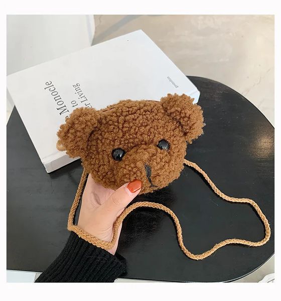 Adorável desenhos animados crianças bebê saco sorriso urso zíper mochila para crianças e mulheres fone de ouvido cosmético mini sacos de ombro 240227