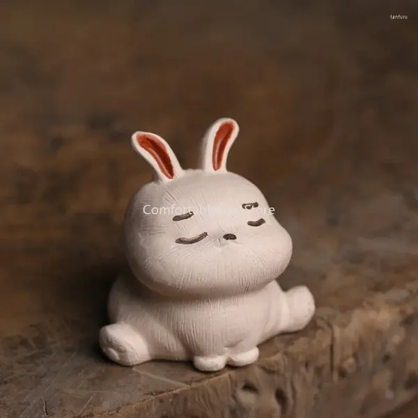 Tea Pets Cute White Pet Spirit Figurine Utensili da cerimonia Accessori cinesi per la decorazione della stanza Animale Zen