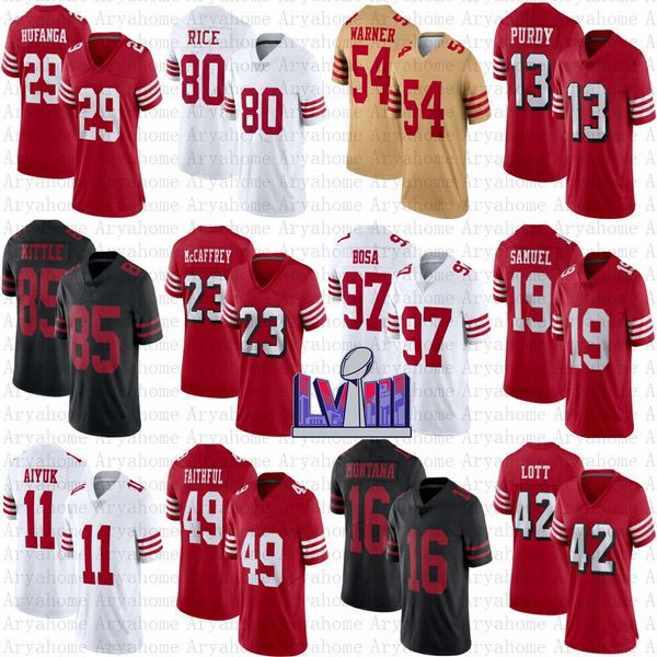 Brock Purdy McCaffrey Custom Football Jersey Deebo Samuel Nick Bosa George Kittle Fred Warner Jerry Rice Trent Williams Brandon Aiyuk Steve Young Juszczyk