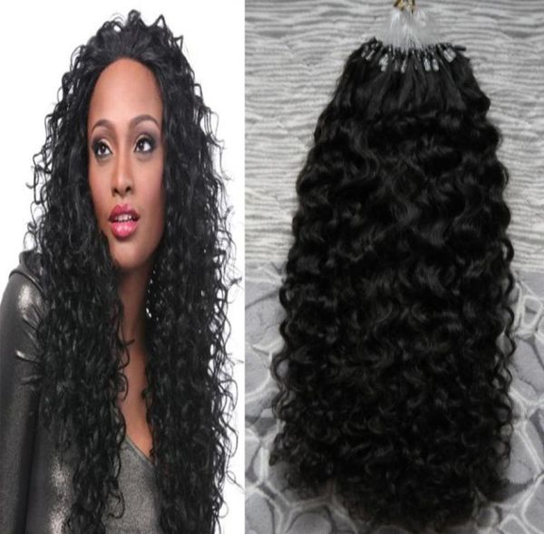 Extensões de cabelo humano Afro Kinky Curly 7A Micro Loop Brasilian Extensions 100g Brasileiro Brasileiro Extensões Curly Micro Bead Hair 104140176