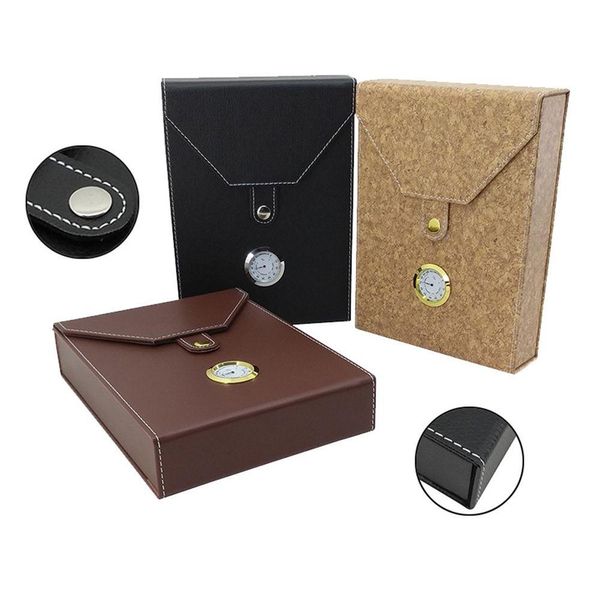 Accessori per sigari Scatola per umidificatore da viaggio in legno con umidificatore Igrometro Custodia in vetro Humidor adatti per consegna a domicilio Giardino domestico Sundr Dhh8S