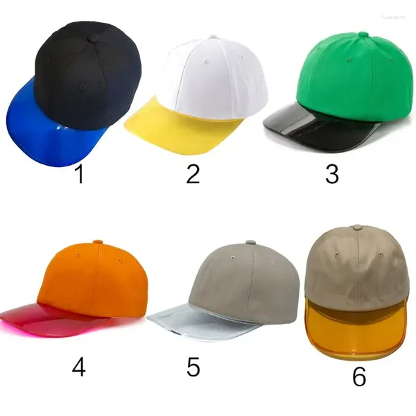 Top Caps 2xpc Unisex Çiftler Yaz Şeffaf PVC Geniş Brim Beyzbol Kapağı Kontrast Katı Mand