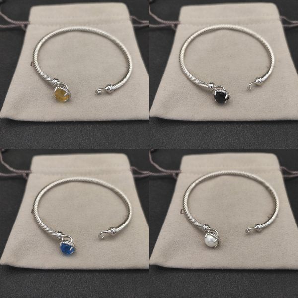 Bracciale in argento placcato unico Dy perle cavo intrecciato braccialetto da uomo gioielli retrò braccialetti alla moda per le donne di lusso di alta qualità all'ingrosso zh158 c4