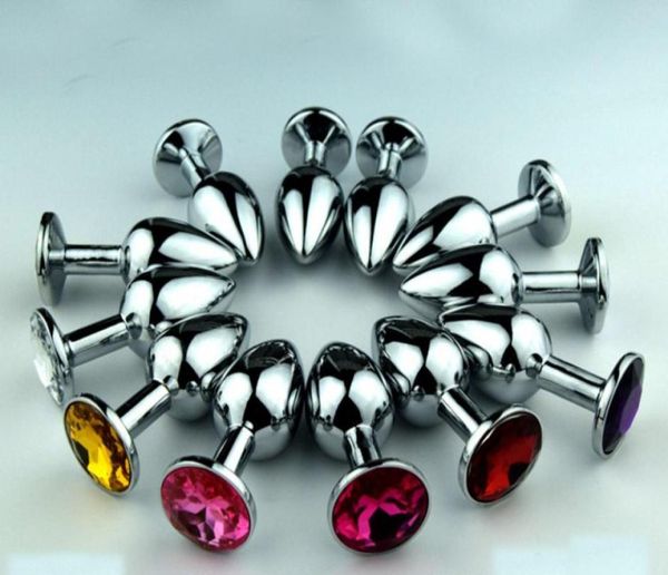 Unisex Butt Toys Plug Anal Silbereinsatz Edelstahl Metall vergoldet Jeweled Sexy Stopper Analspielzeug für Erwachsene Game3754914