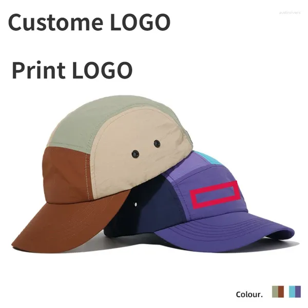 Bonés de bola logotipo personalizado cor combinando boné de beisebol de cinco painéis homens e mulheres ao ar livre respirável impermeável ajustável chapéu de secagem rápida