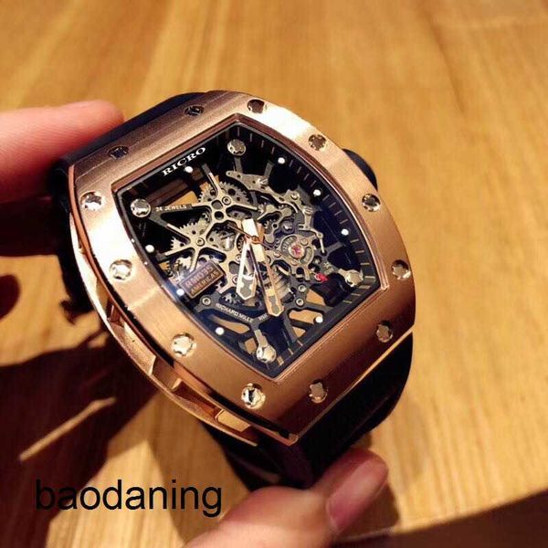 Orologi meccanici RicharMill di lusso automatici da uomo Orologio Giappone West Iron City Movimento Cinturino in caucciù naturale Dimensioni 50x42mm316 Acciaio pregiato Fabbrica svizzera bbr