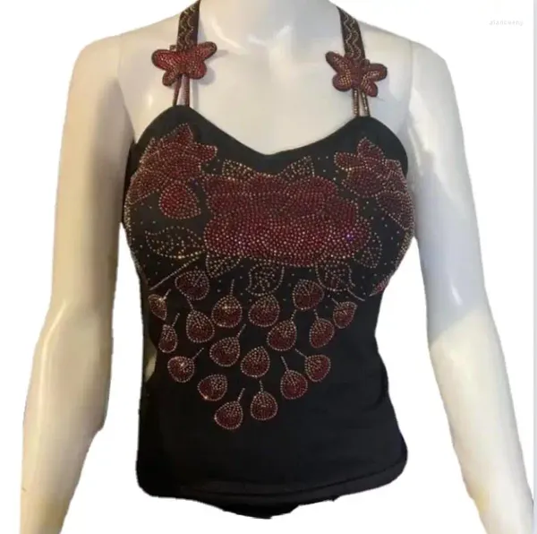 Kadın Tankları Yastıklı değerli taşlar Camisole Kadın Dans Gösterisi Camis Bling Rhinestones Club Tops