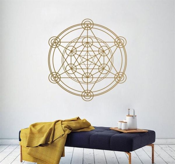 Geometria sagrada decalque de parede metatron cubo alquimia adesivo de parede geométrico mural cartaz para linha de parede círculo mandala j014 2103107777615