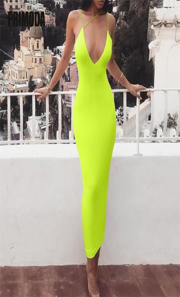 Neon Neue Sexy Lady Nachtclub Midi Sommer Frauen Elegante Party Fluoreszierende Rückenfreie Spaghetti Strap, Figurbetontes Kleid PR272G T2006236450201