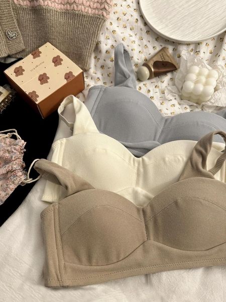 Bras define não-marcação roupa interior meninas finas mostra pequenos seios lingerie reunidos wirefree confortável undershirt tipo simples sutiã