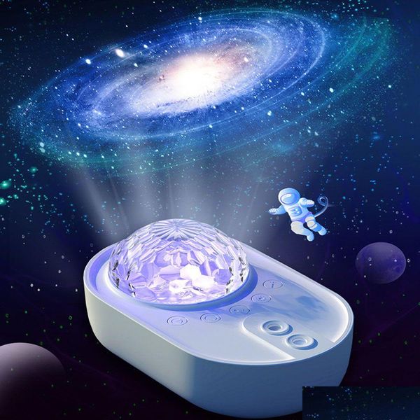 Nachtlichter Galaxy Projektor Licht Sternenhimmel Nachtlichter Raumschiff LED Projektionslampe Bluetooth Lautsprecher für Kinder Schlafzimmer Drop Deli Dhr72