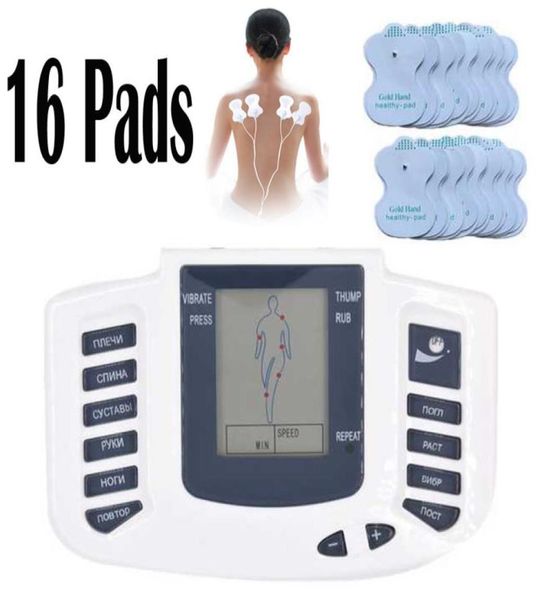 Elektrischer Stimulator, Ganzkörper-Entspannungs-Muskel-Therapie-Massagegerät, Massage-Puls-Zehner-Akupunktur-Gesundheitspflegegerät, 16 Pads6515659