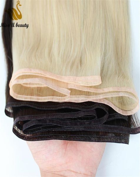 Yeni varış düz atkı saç uzantıları kütikül hizalanmış remy insan saç kayanları hafif ince nefes alabilen siyah kahverengi renk 100 gram3998935