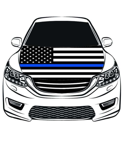 Capa fina para capô de carro com bandeira nacional dos EUA, linha azul, 33x5 pés, 100 tecidos elásticos de poliéster, podem ser lavados 5564951