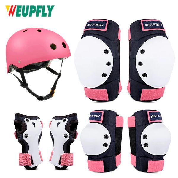 Conjunto de capacete de bicicleta com joelheiras, cotoveleiras, protetores de pulso, capacete ajustável para crianças pequenas, jovens, capacete de bicicleta, patins 240227