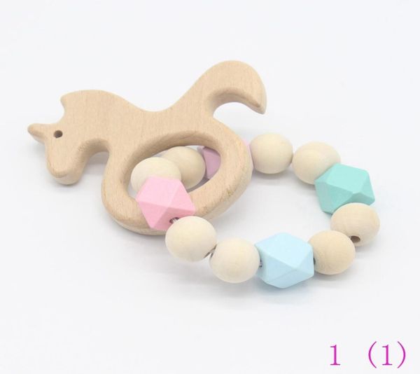 Massaggiagengive in legno per bambini Perline in silicone Braccialetti per allattamento Dentizione Sonagli in legno Giocattoli Braccialetti per massaggiagengive per bambini Giocattoli infermieristici Regalo YE0225476737