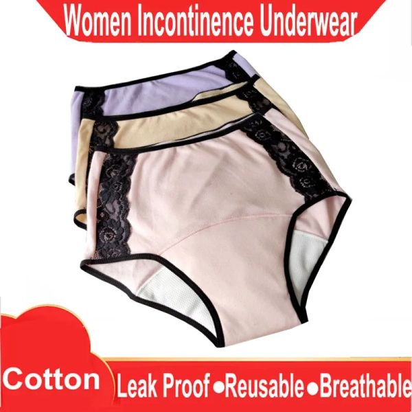 Capris calcinha feminina de algodão à prova de vazamento pode lavar fraldas mais velhos calças incontinência mulher cuecas senhoras respirável