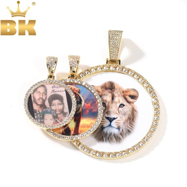 TBTK Übergroße, große, runde, individuelle Po-Anhänger-Halskette mit Gravur des Namens, Iced Out CZ, Hiphop-Schmuck, Erinnerungsgeschenke 240305