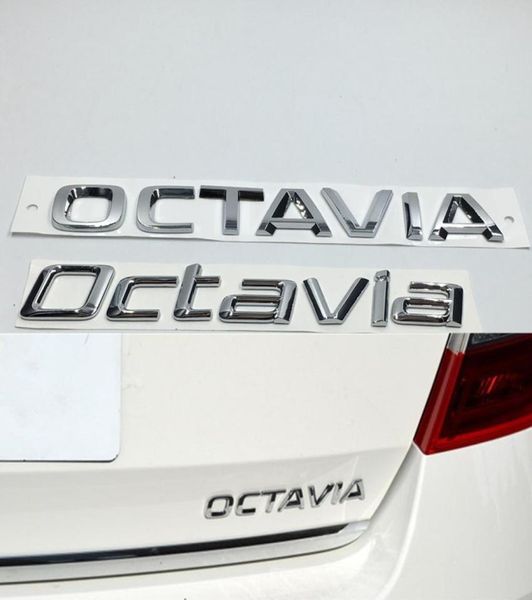 3D Auto Silber Aufkleber Für Skoda Octavia Abzeichen Emblem ABS Chrom Logo Auto Hinten Stamm Aufkleber 7639054
