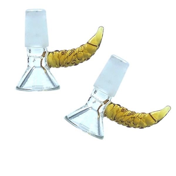 Fumo colorato in vetro spesso erba di olio di tabacco piattano da 14 mm 18 mm Interfaccia maschio articolare pipe portatile manico a corno portatile ciotola di imbuto bong di bong