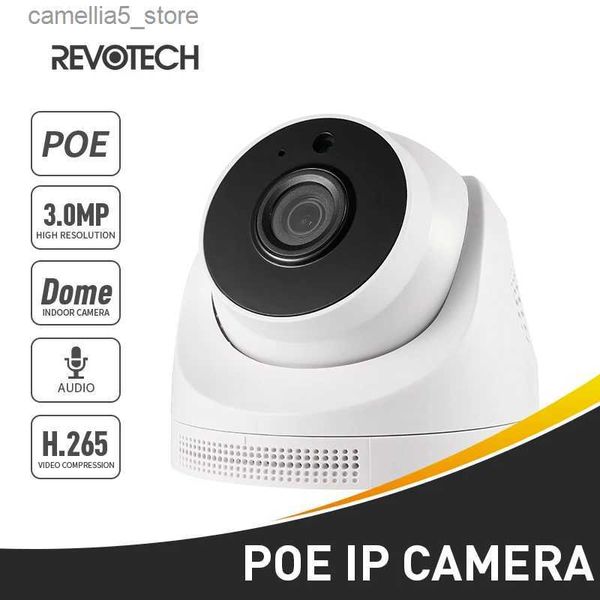 Bebek Monitör Revotech IP Kamera Kapalı Audio Poe HD H.265 3MP LED Kızılötesi Gece Görüşü Kubbe Güvenliği P2P CCTV Sistem Video Gözetim Q240308
