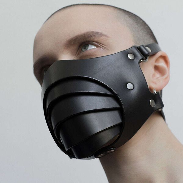 Bdsm punk couro motocicleta haze máscara facial masculino poeira à prova de vento adulto jogos bondage restrições cosplay brinquedos sexuais para homens gay