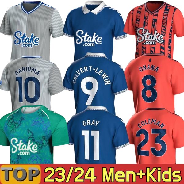 23 24 Everton ONANA Maglia da calcio BETO McNEIL CALVERT-LEWIN GODFREY Maglia Shamrock in edizione limitata Uomo Y.CHERMITI GRIGIO DOUCOURE MYKOLENKO Uniformi da calcio Kit per bambini