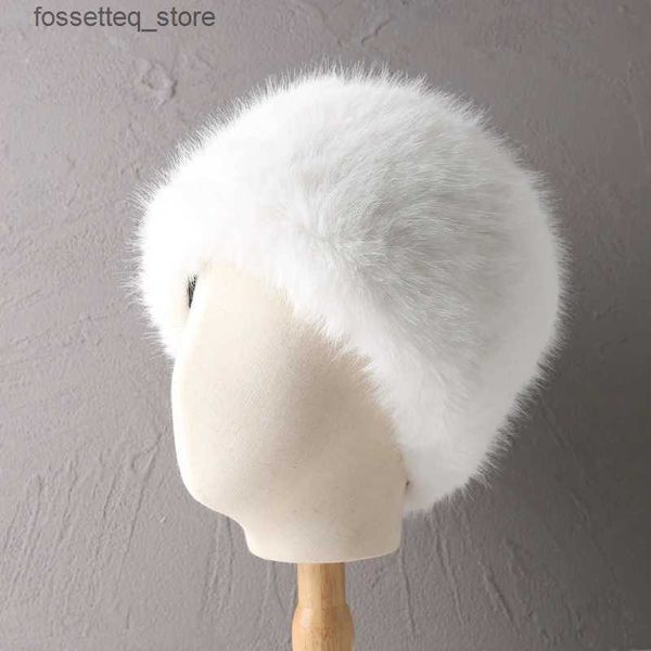 Cappelli a tesa larga Cappelli a secchiello Inverno Nuovo cappello a secchiello in pelliccia sintetica Donna Elegante Cappello da pescatore in pelliccia russa Cappello coreano Senior Fluffy Warm Panama Ladies Bacino in peluche C L240305