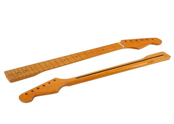 Sostituzione delle parti del manico della tastiera in acero naturale a 21 tasti per chitarra elettrica Stratocaster abalone punti intarsio linea sandwich sul retro nero 7850408