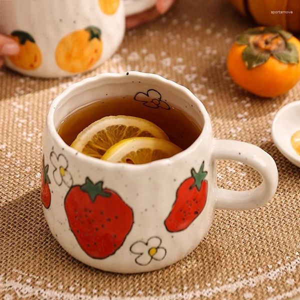 Tazze Modello di frutta in cartone animato Tazze da tè in ceramica Tazze da caffè Succo Colazione Semplice casa portatile Tipo Accessori per il latte