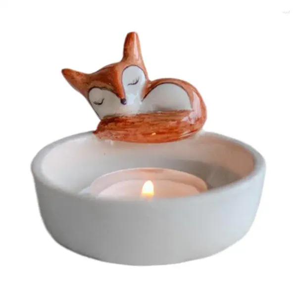 Portacandele Porta animali Simpatico 3D Dormiente Tealight Candeliere Scultura in resina Animali Figurina Decorazione della casa Regalo