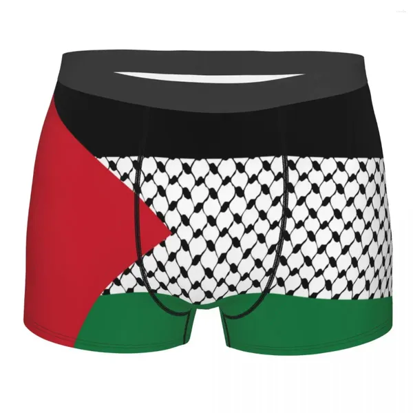 UNDUPTS Filistin bayrağı erkekler iç çamaşırı filistin hatta kufiya keffiyeh desen boksör şort külotu erkek için komik yumuşak s-xxxl