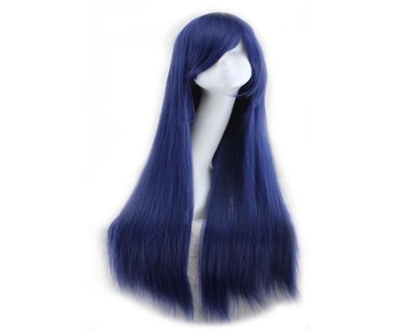Woodfestival 80cm perucas de fibra para mulheres loira preto rosa azul amarelo marinho longo peruca reta cosplay cabelo sintético2844384